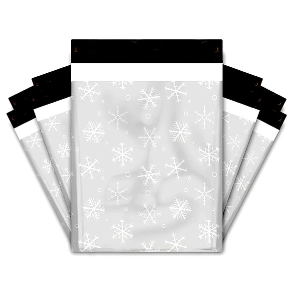 ❄️10 Large Designer Winter Snowflake Poly Mailers 12 x 15 inch - Picture 1 of 2